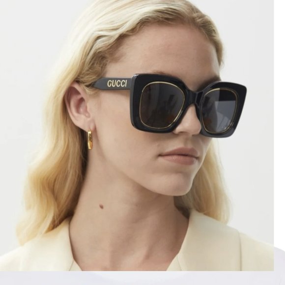Gucci Women Sunglasses Black Gold Grey Cat Eye GG1151S 001 NEW AUTHENTIC main image 9